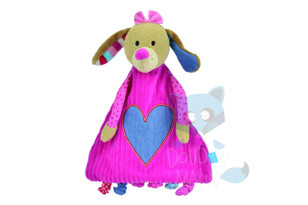  baby comforter dog pink blue heart 